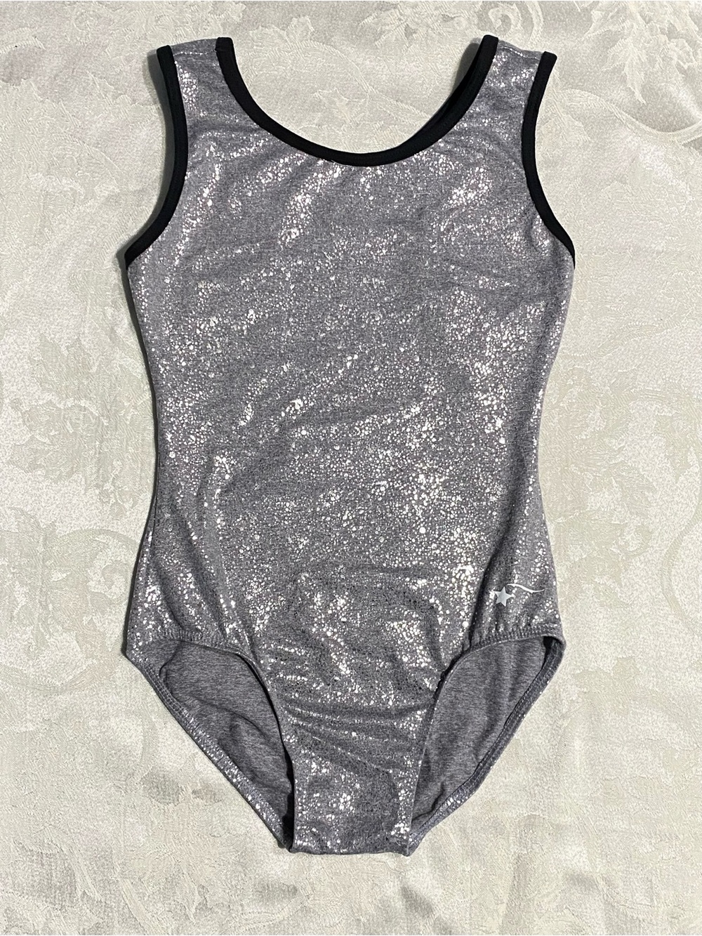 Destira Gymnastics Practice Leotard CXL Child Extra Large Grey Jersey Knit